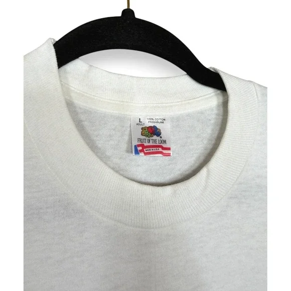 Vintage 1990 Tomkats Catering T Shirt L White Sgt Bilko Film Crew Promo Cat - Picture 8 of 14